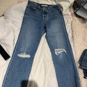 Ripped blue jeans